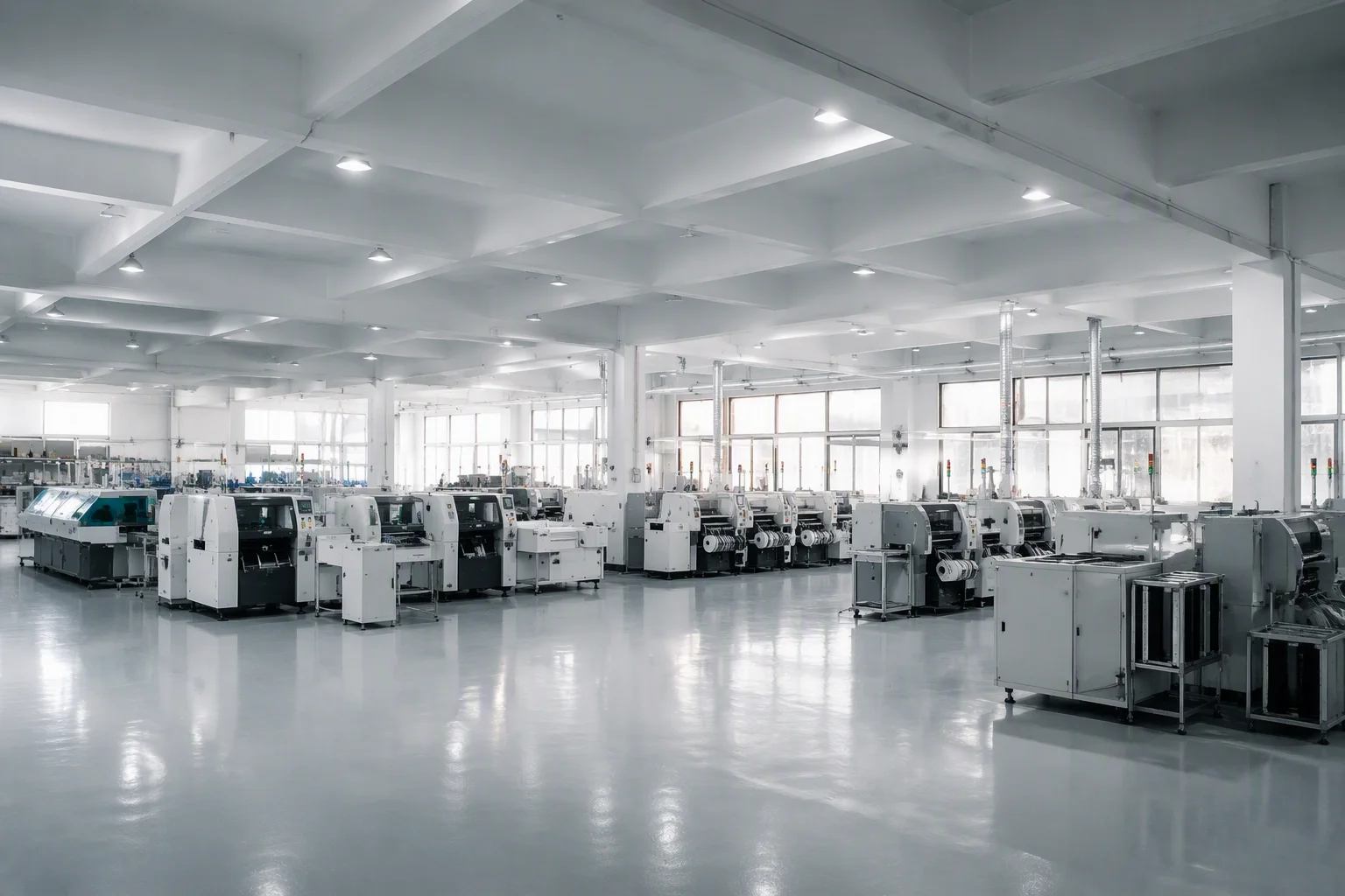 Voltix in-house SMT line placing components on an EV charger control board